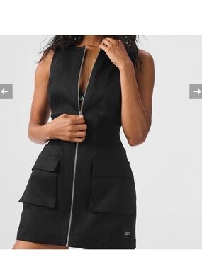 ALO Yoga Black Zip-Front Mini Dress